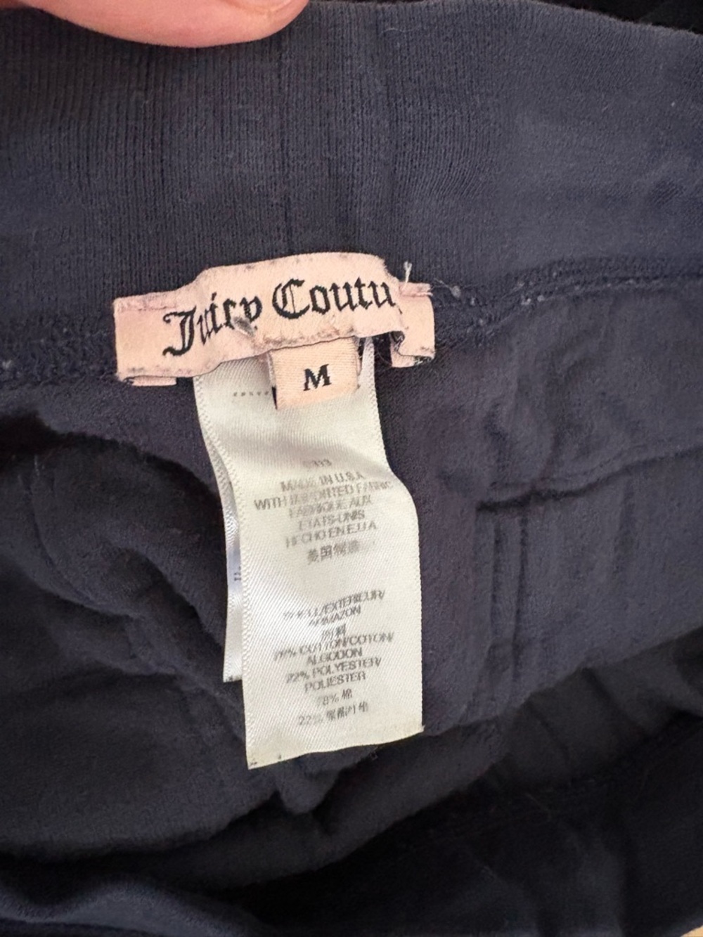 Juicy Couture Navy Velour Jogger Pants with Logo Embroidery size medium - Picture 4 of 4